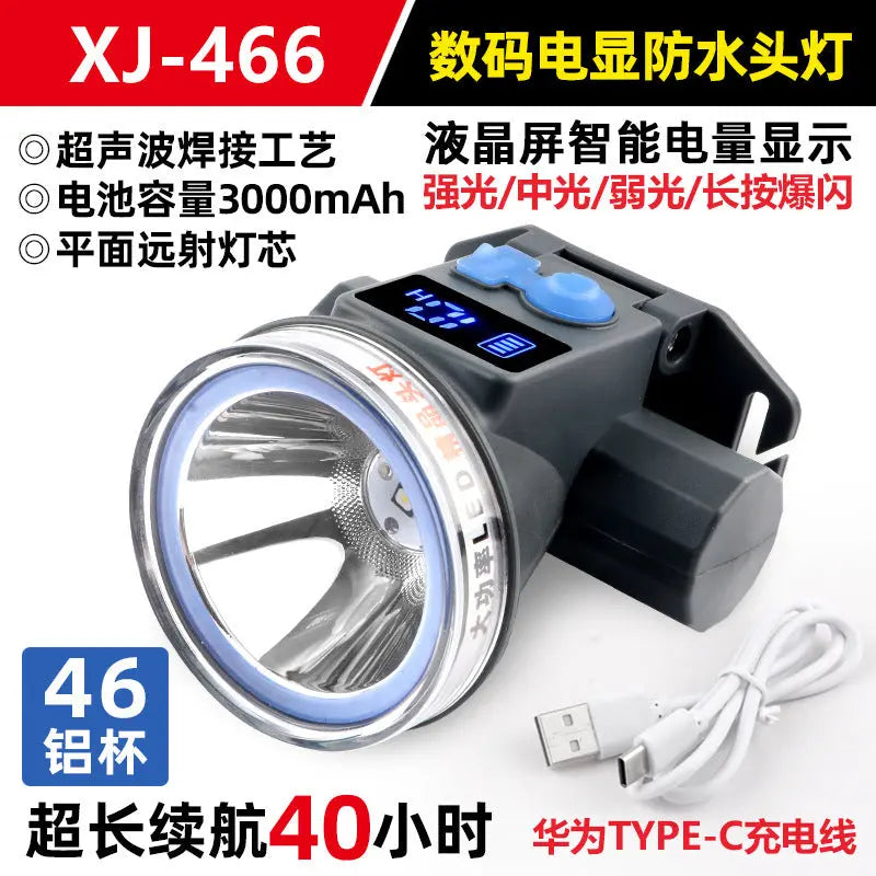 Headlight Strong Light Outdoor Special Led Ultra-Long Battery Life Rechargeable Waterproof Searchlight Super Bright Night Fishing Long-Range Fishing Light GreatEagleInc