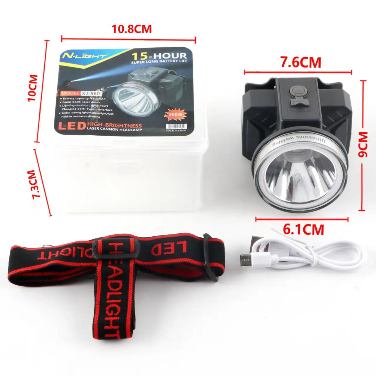 Headlight Strong Light Outdoor Special Led Ultra-Long Battery Life Rechargeable Waterproof Searchlight Super Bright Night Fishing Long-Range Fishing Light GreatEagleInc