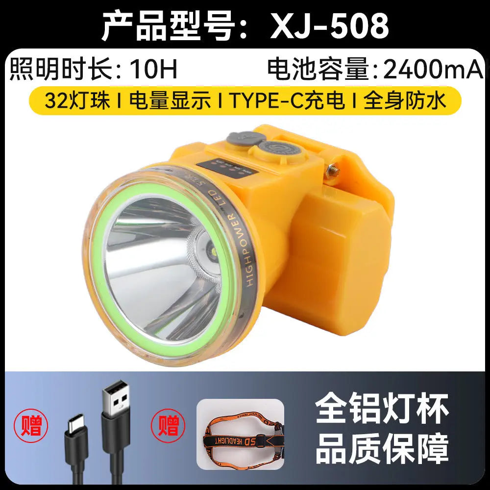 Headlight Strong Light Outdoor Special Led Ultra-Long Battery Life Rechargeable Waterproof Searchlight Super Bright Night Fishing Long-Range Fishing Light GreatEagleInc