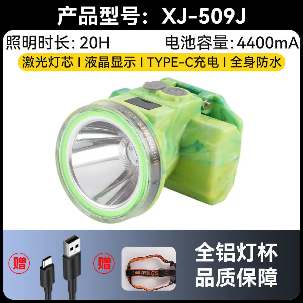 Headlight Strong Light Outdoor Special Led Ultra-Long Battery Life Rechargeable Waterproof Searchlight Super Bright Night Fishing Long-Range Fishing Light GreatEagleInc