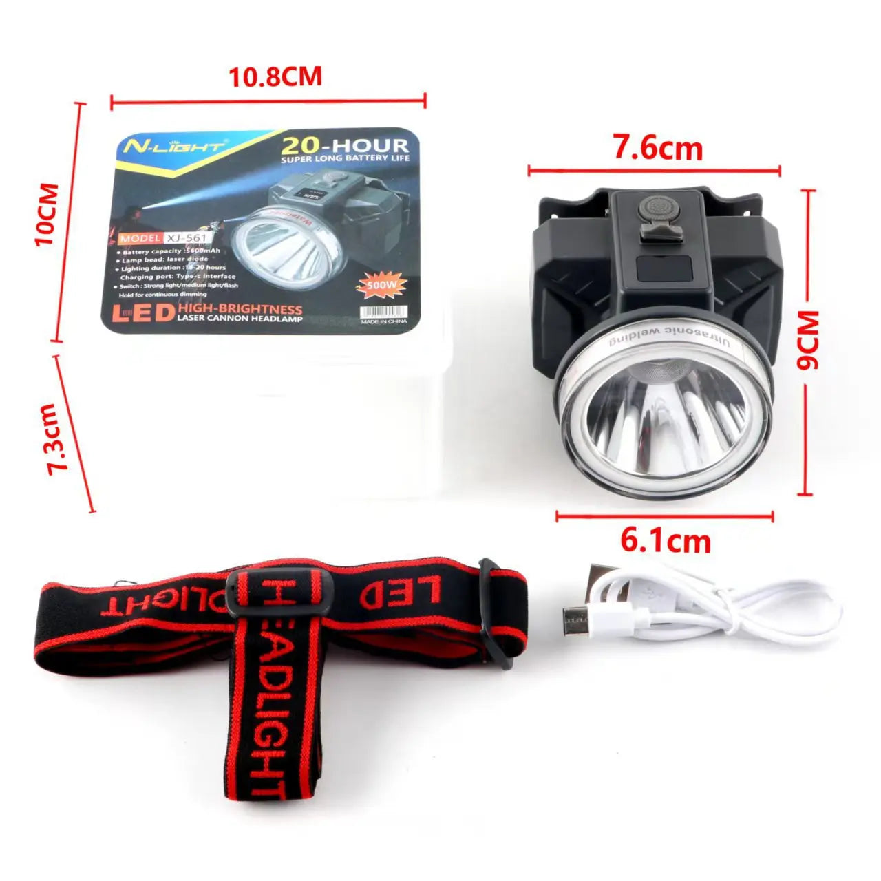 Headlight Strong Light Outdoor Special Led Ultra-Long Battery Life Rechargeable Waterproof Searchlight Super Bright Night Fishing Long-Range Fishing Light GreatEagleInc