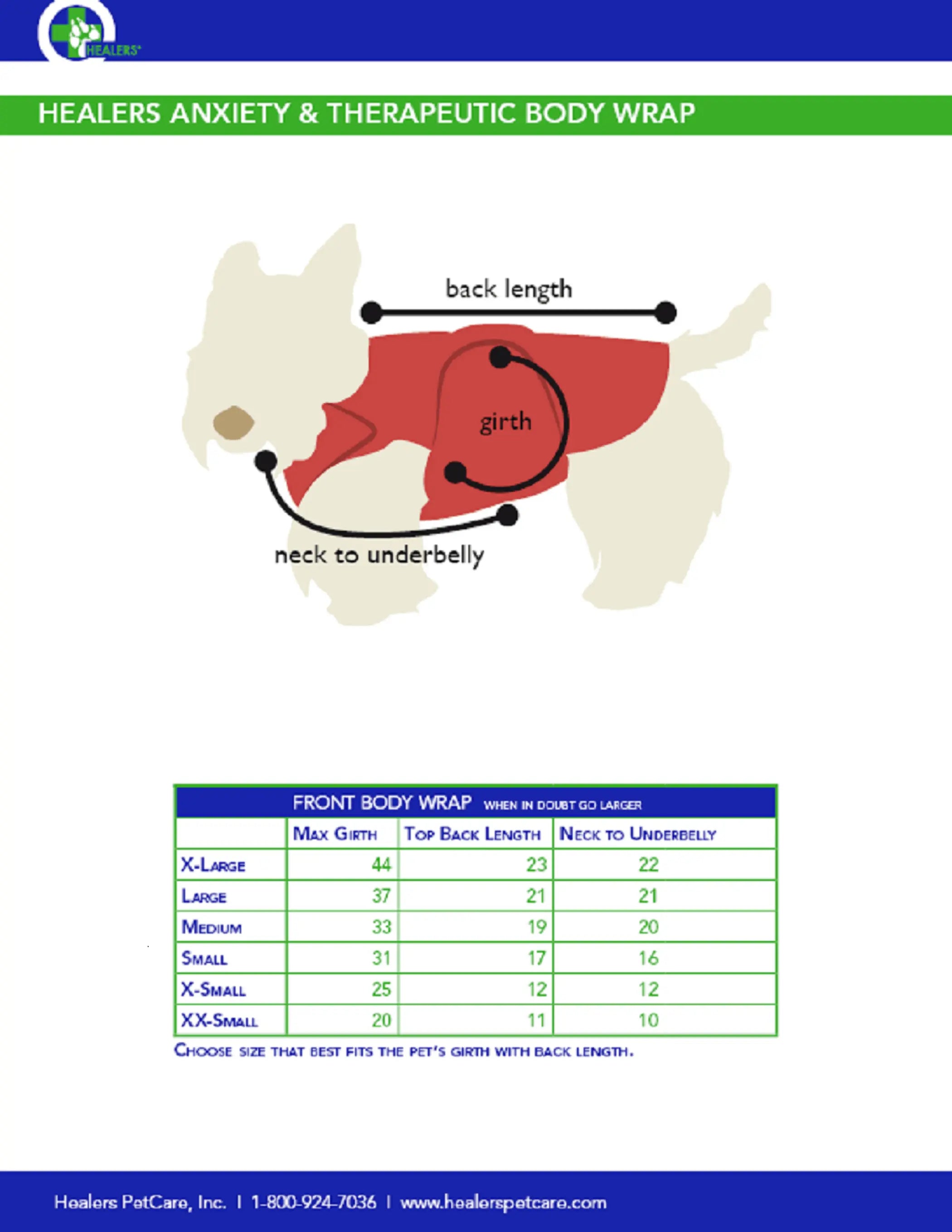 Healers Therapeutic & Anxiety Front Body Wrap Healers Petcare