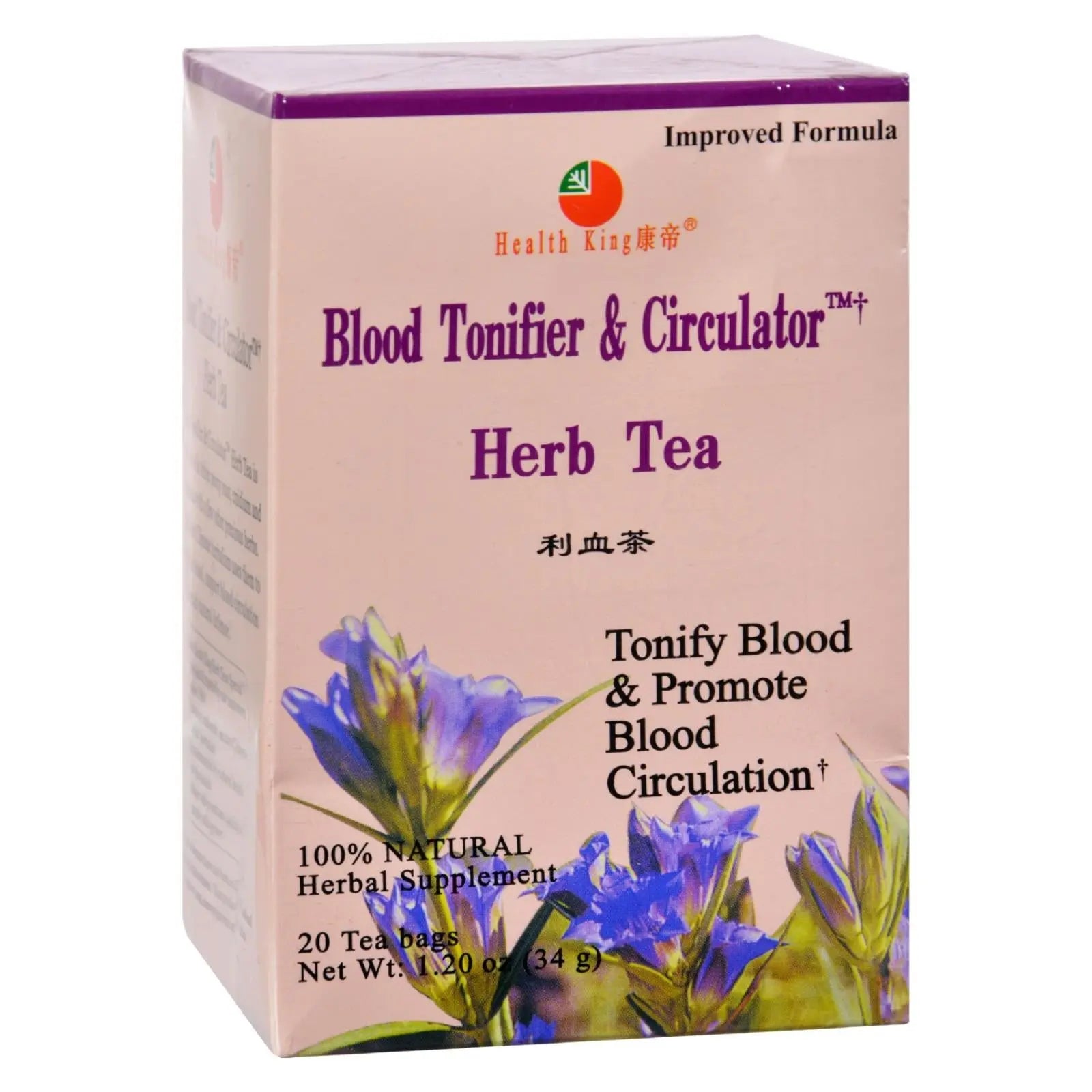 Health King Medicinal Teas Blood Tonifier And Circulator Herb Tea - 20 Tea Bags Health King Medicinal Teas