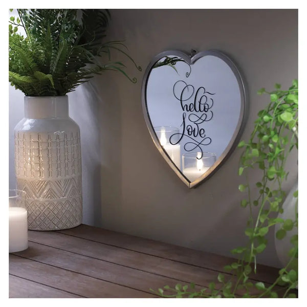 Heart Mirror Hello Love Med Silver Dicksons Inc