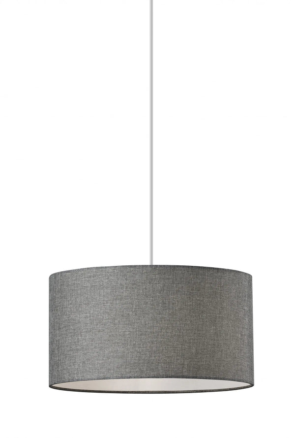 Heather Grey Fabric Shade Electric Drum Pendant - GreatEagleInc