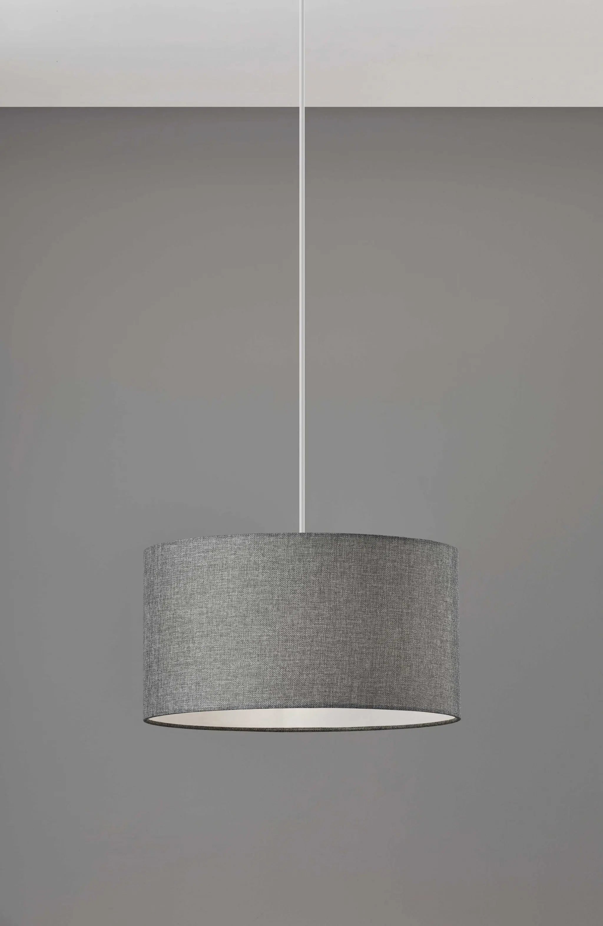 Heather Grey Fabric Shade Electric Drum Pendant - GreatEagleInc
