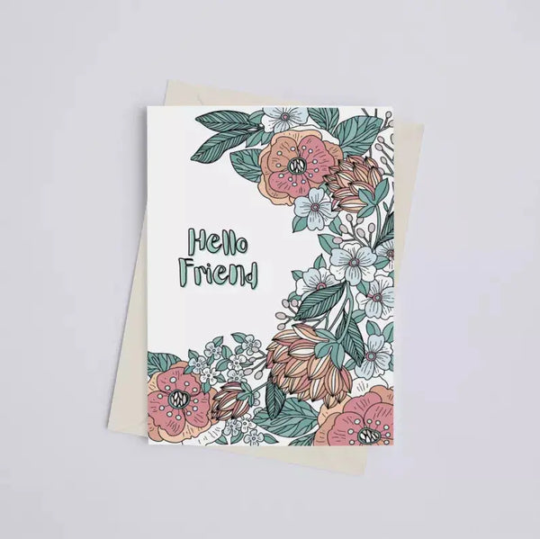 Hello Friend - Greeting Card Black Cat Bazaar