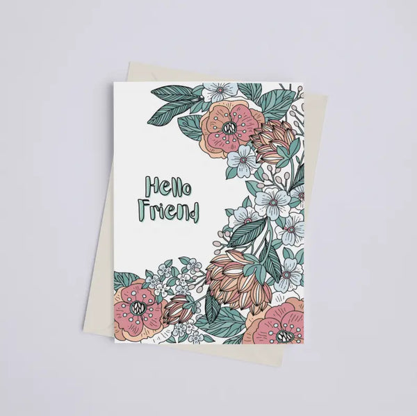Hello Friend - Greeting Card Black Cat Bazaar