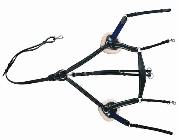 Henri de Rivel Pro 5 Point Elastic Breastplate Martingale with Running Attachment JPC Equestrian