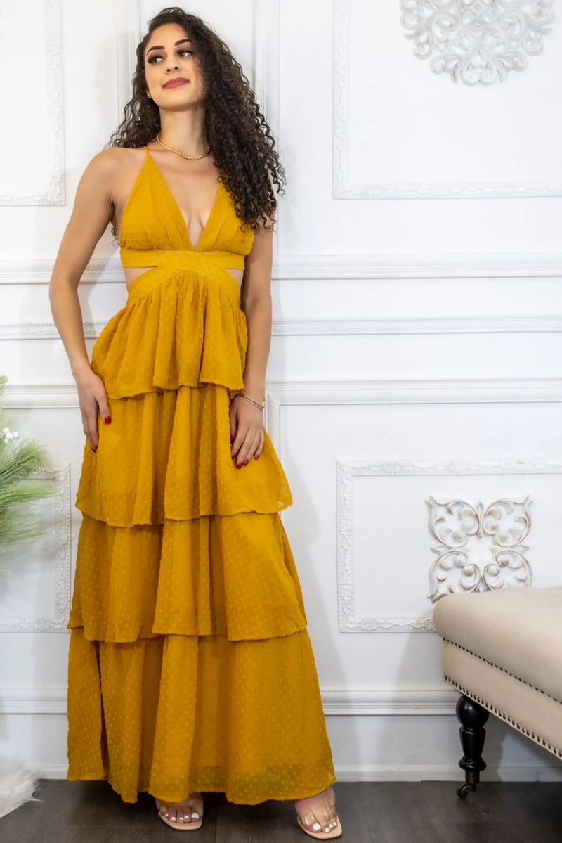 Here Comes The Sun Polka Dot RuffleMaxi Dress SurelyMine