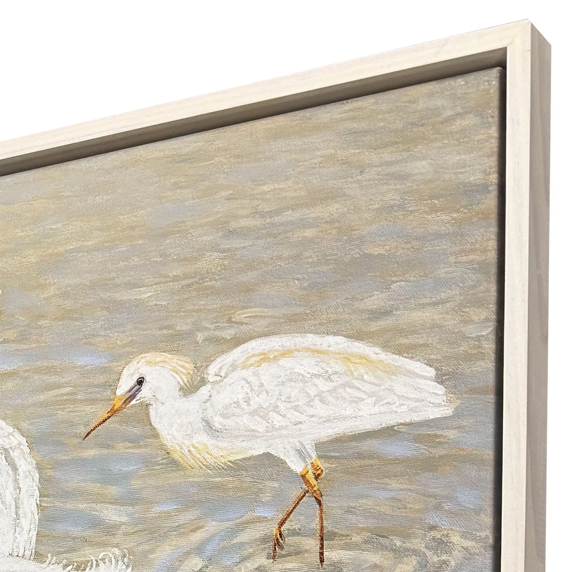 Herons and Egrets Distressed White Floater Frame Wall Art Homeroots Home Decor