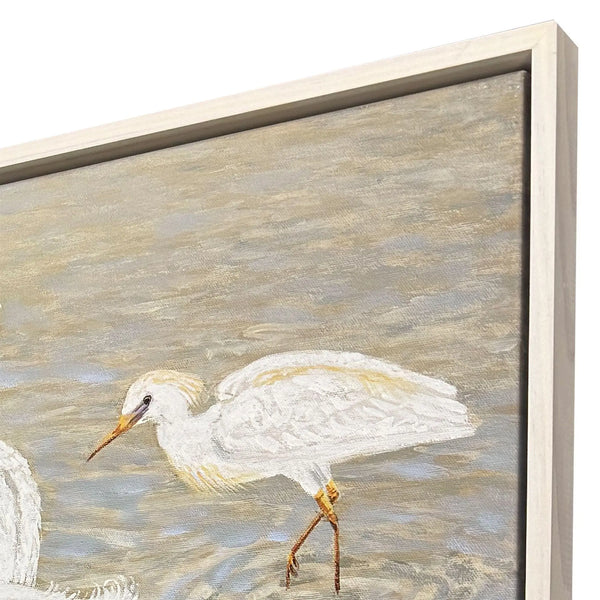 Herons and Egrets Distressed White Floater Frame Wall Art Homeroots Home Decor