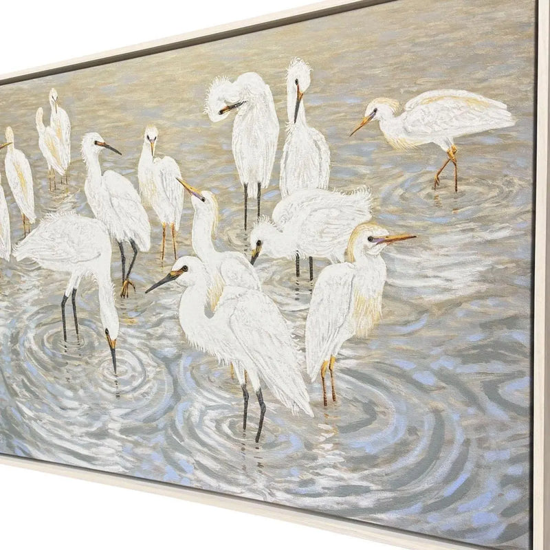 Herons and Egrets Distressed White Floater Frame Wall Art Homeroots Home Decor
