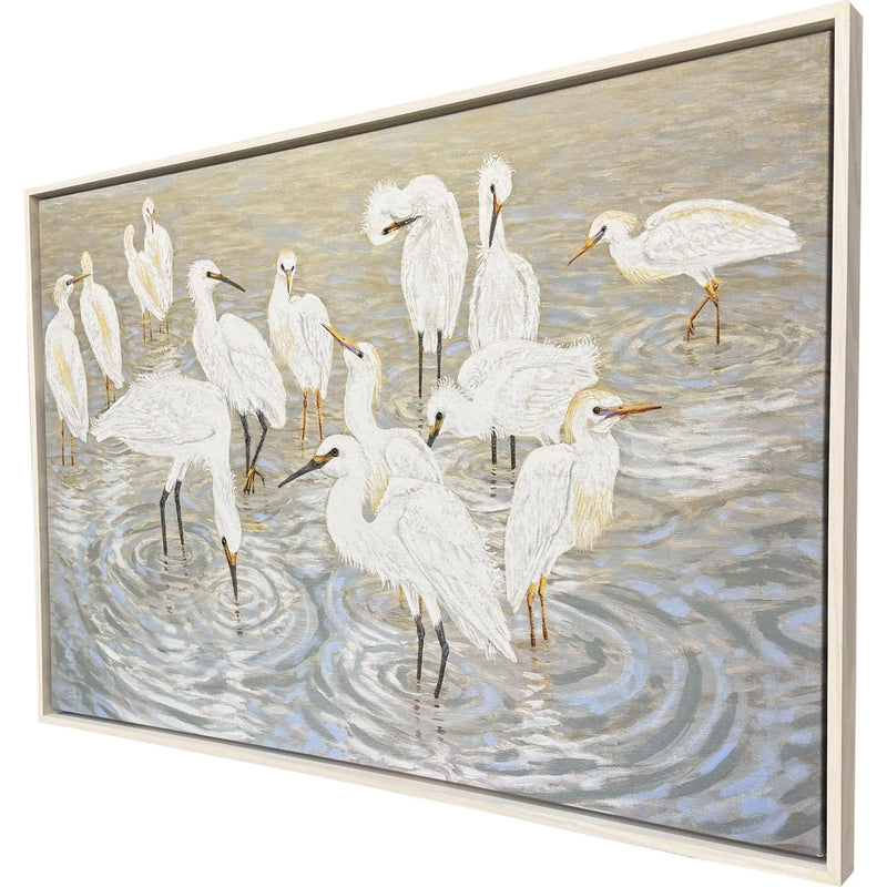 Herons and Egrets Distressed White Floater Frame Wall Art Homeroots Home Decor