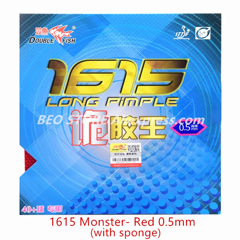 Double Fish 1615 Long Pimples Out Professional Long pimples Table tennis rubber Double Fish Ping Pong Sponge Mster Red 0.5mm