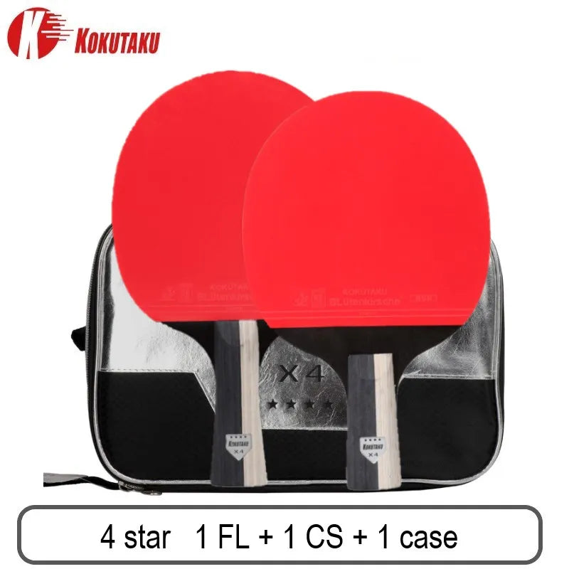 KOKUTAKU ITTF professional 4/5/6 Star ping pong racket Carbon table tennis racket bat paddle set pimples in rubber with bag 4star 1FL 1CS