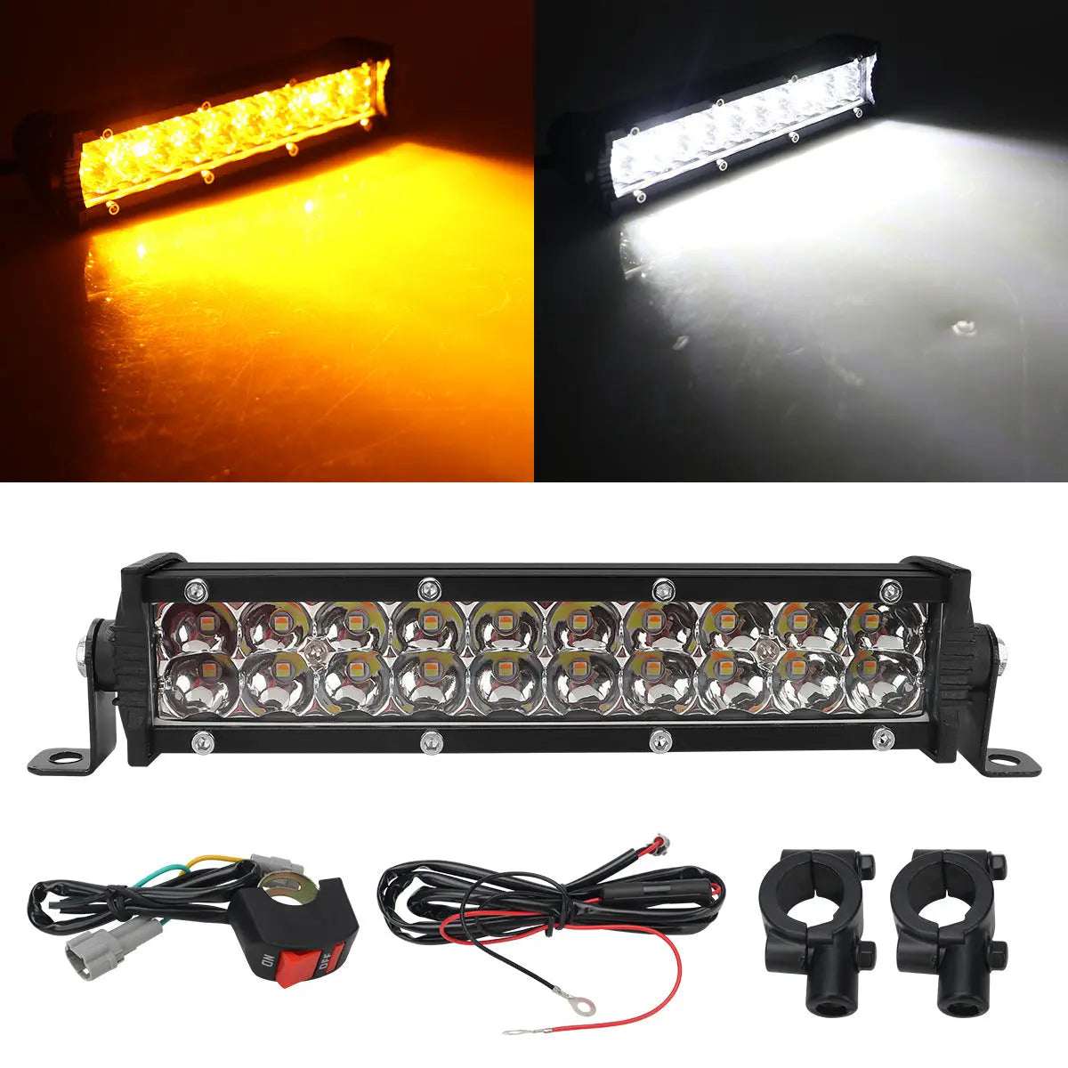 High-Brightness Led Work Spotlight, 20-Lamp Work Light, Double-Row Strip Light, Off-Road Vehicle Car Modified License Plate Light GreatEagleInc