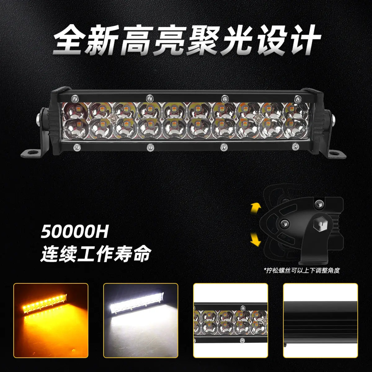 High-Brightness Led Work Spotlight, 20-Lamp Work Light, Double-Row Strip Light, Off-Road Vehicle Car Modified License Plate Light GreatEagleInc