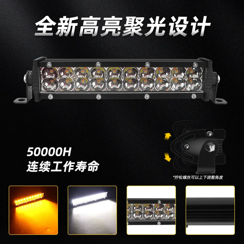 High-Brightness Led Work Spotlight, 20-Lamp Work Light, Double-Row Strip Light, Off-Road Vehicle Car Modified License Plate Light GreatEagleInc