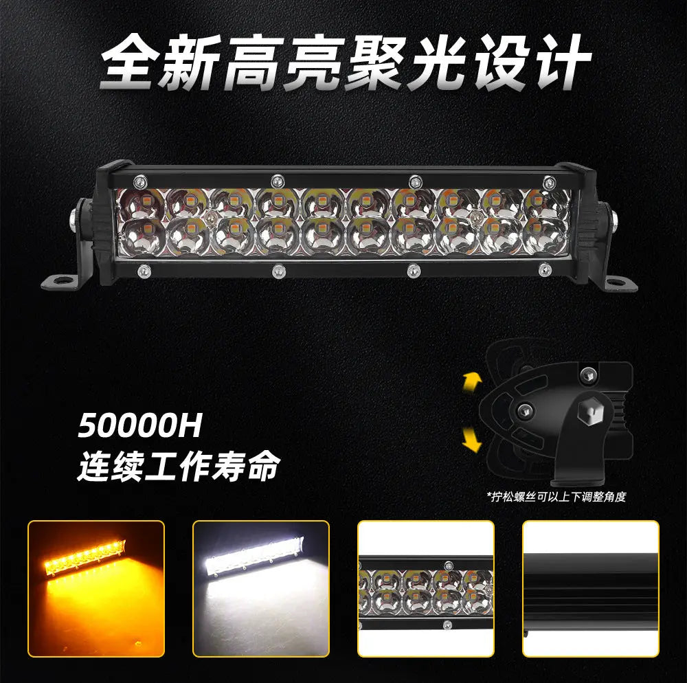 High-Brightness Led Work Spotlight, 20-Lamp Work Light, Double-Row Strip Light, Off-Road Vehicle Car Modified License Plate Light GreatEagleInc