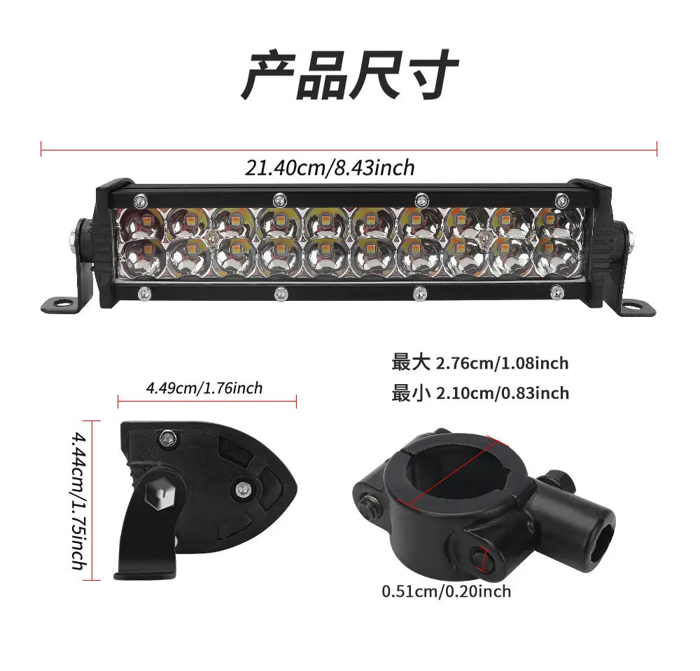High-Brightness Led Work Spotlight, 20-Lamp Work Light, Double-Row Strip Light, Off-Road Vehicle Car Modified License Plate Light GreatEagleInc
