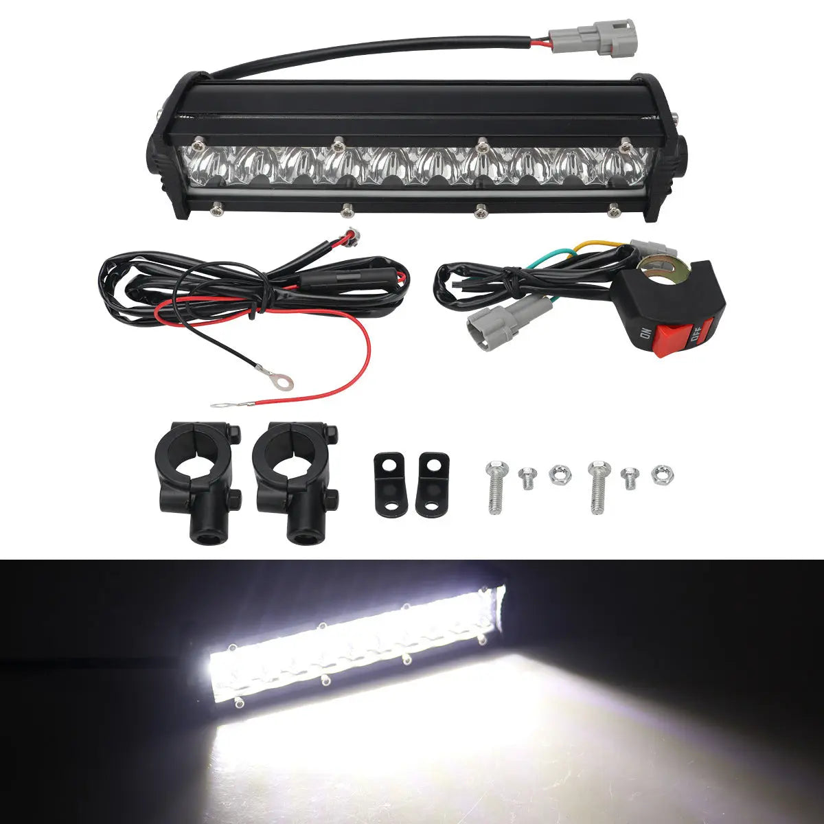 High-Brightness Led Work Spotlight, 20-Lamp Work Light, Double-Row Strip Light, Off-Road Vehicle Car Modified License Plate Light GreatEagleInc