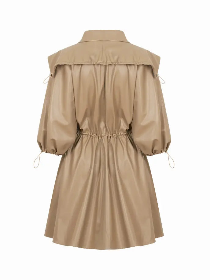 High Collar Leather Mini Dress Monique Store