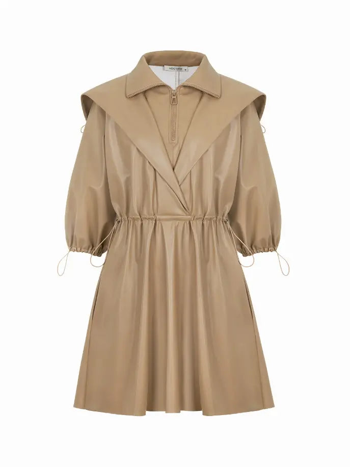 High Collar Leather Mini Dress Monique Store