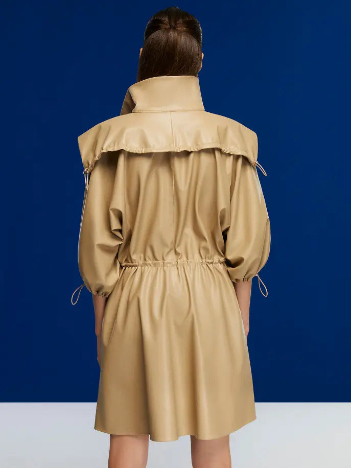 High Collar Leather Mini Dress Monique Store