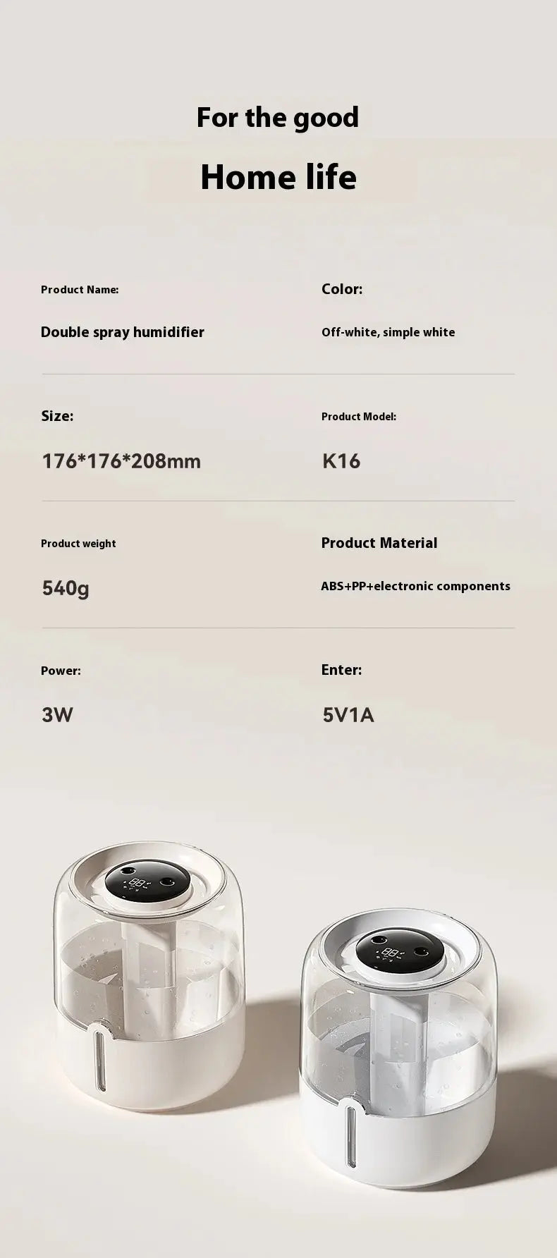 High Quality Factory Wholesale Smart Home Products 3.8L Double Water Mist Spray Smart Air Humidifier With Wholesale Price GreatEagleInc