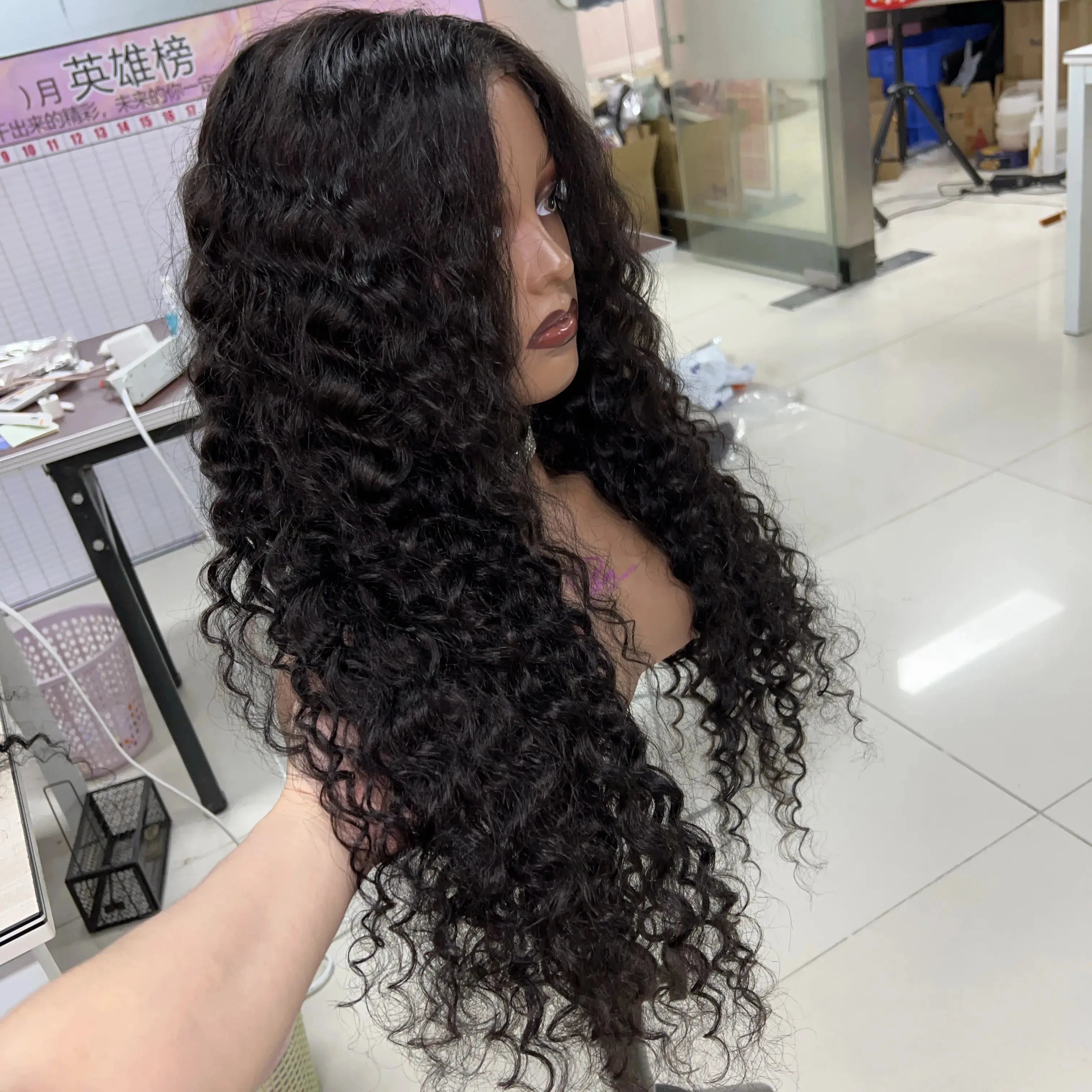 High Quality HD Pre Plucked 13X4 Curly Wig Glueless Lace Frontal  Hair wholesale Vietnamese Hair GreatEagleInc