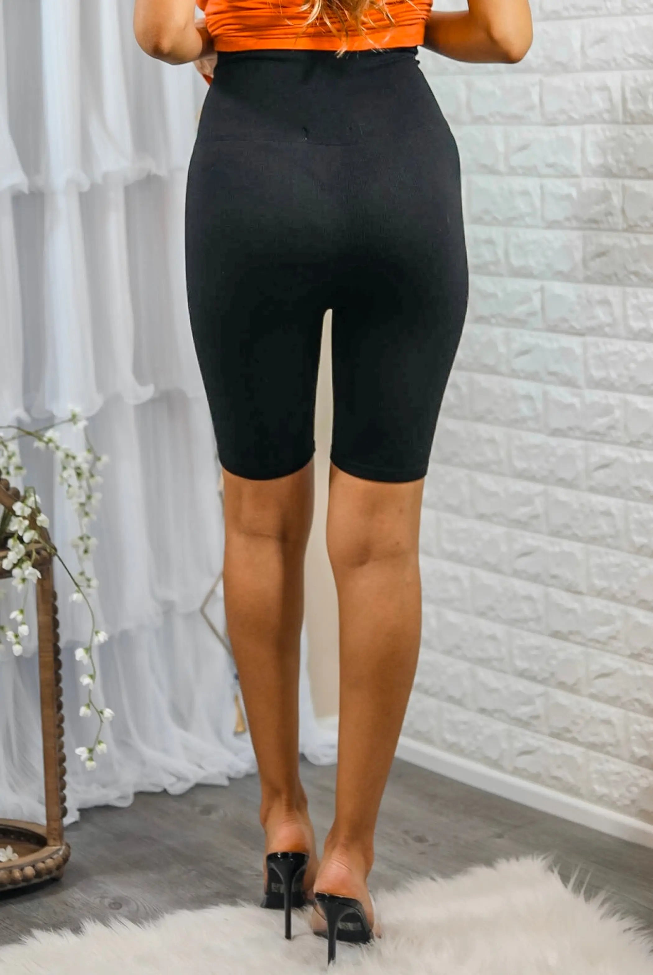 High Waisted Tummy Control Ribbed Biker Shorts SurelyMine