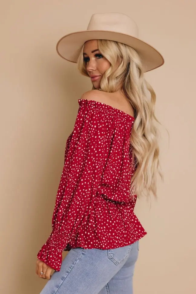 Hillside Polka Dot Top Stay Warm in Style