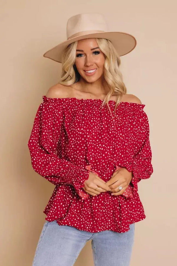 Hillside Polka Dot Top Stay Warm in Style