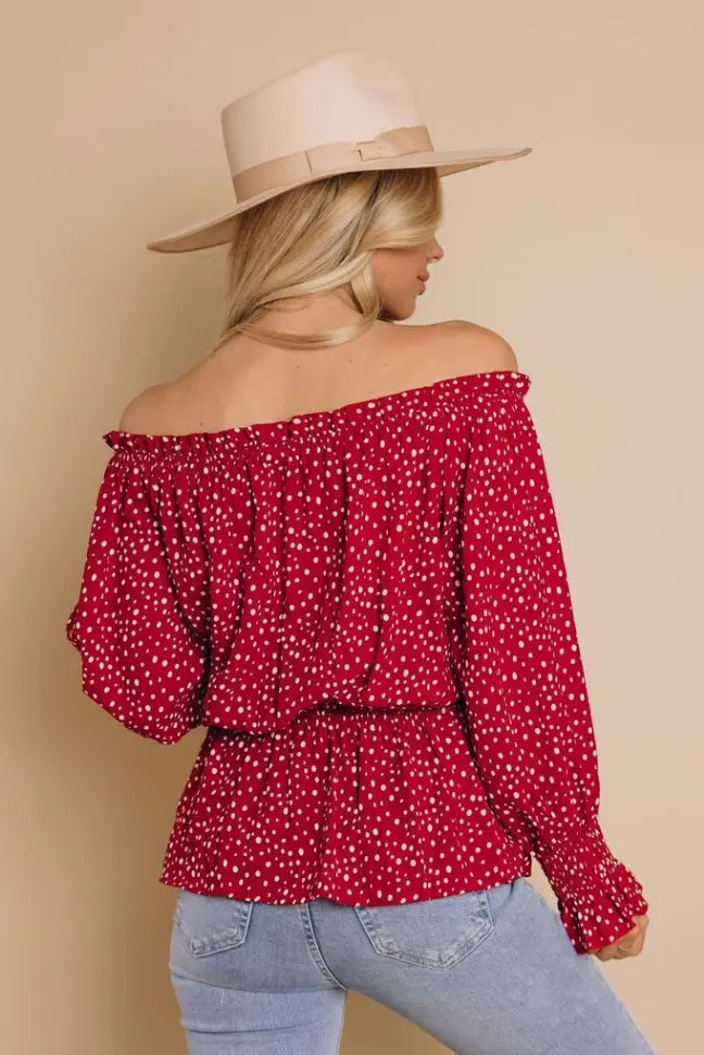 Hillside Polka Dot Top Stay Warm in Style