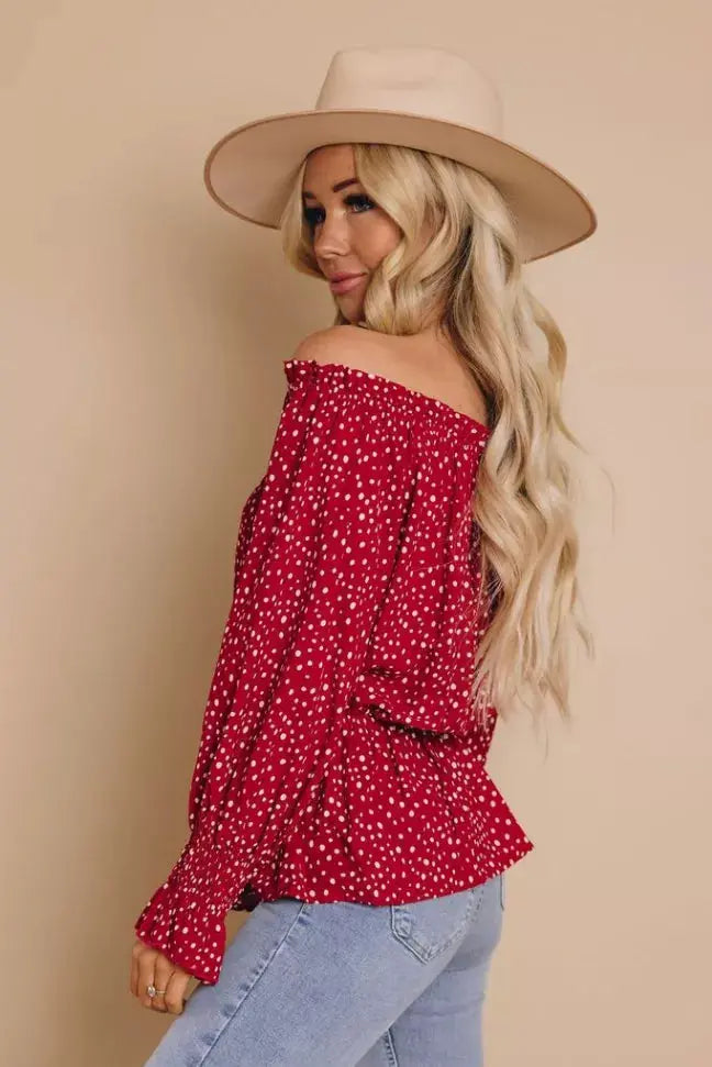 Hillside Polka Dot Top Stay Warm in Style