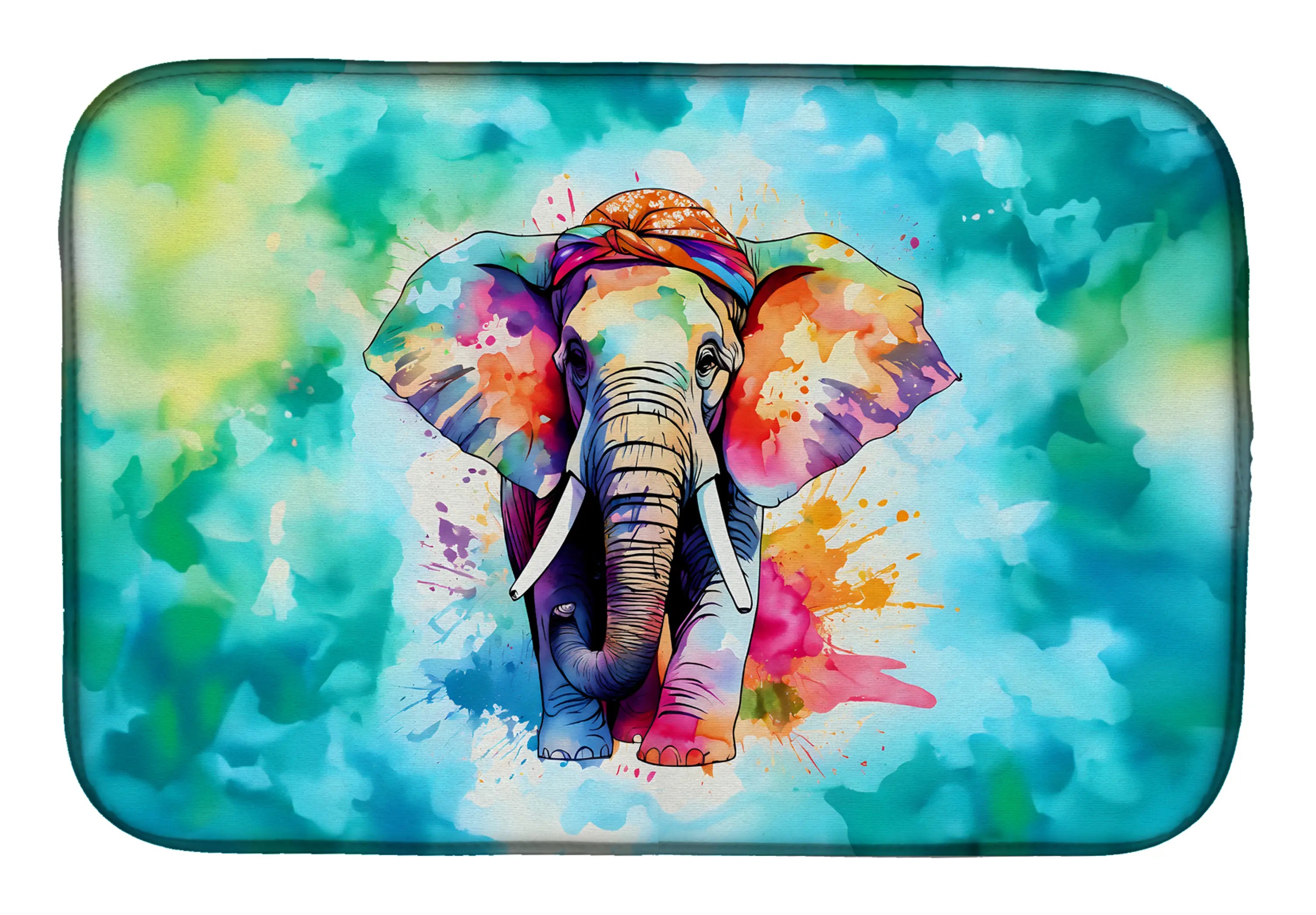 Hippie Animal Elephant Dish Drying Mat Caroline's Treasures