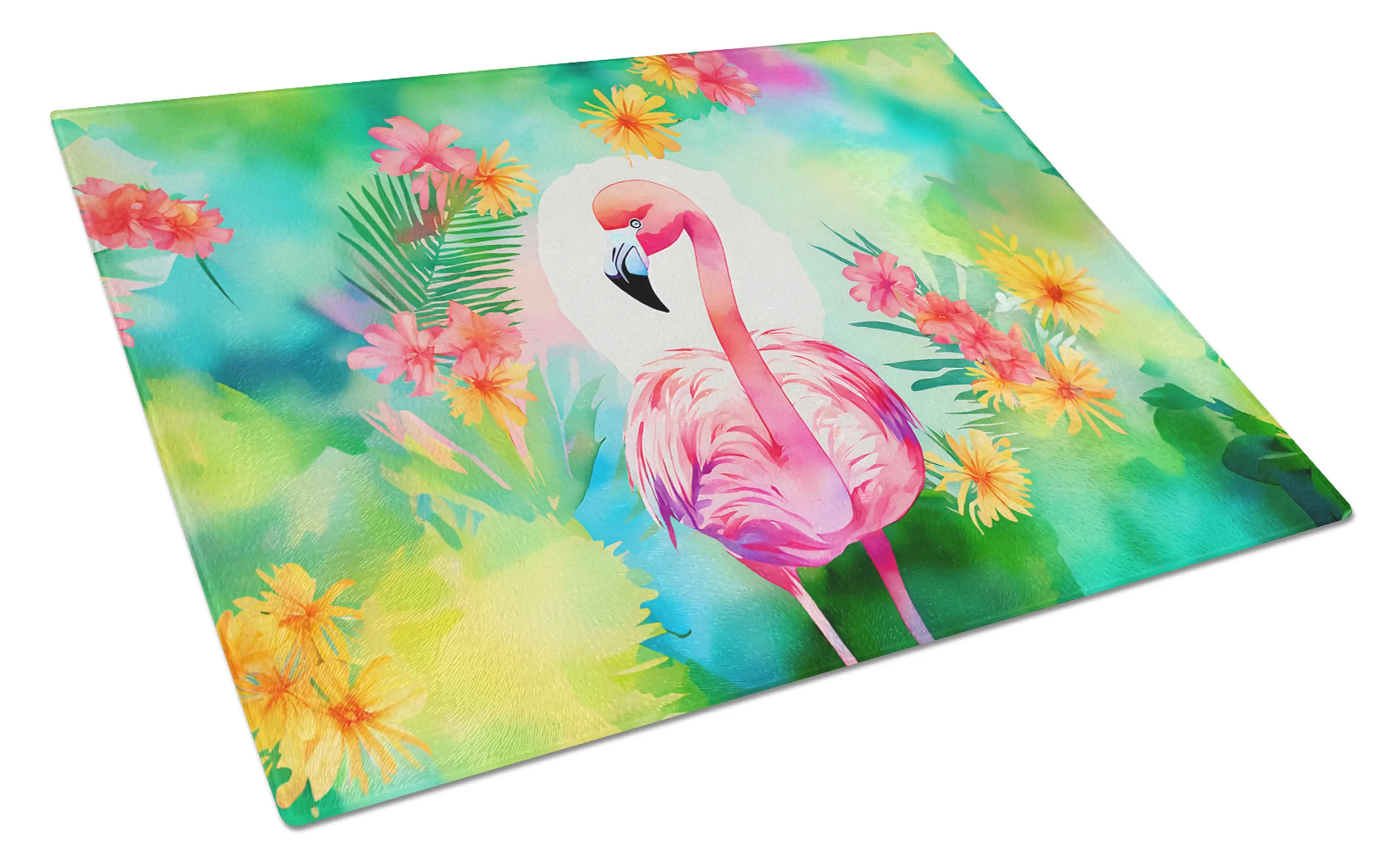 Hippie Animal Flamingo Glass Cutting Board Caroline's Treasures