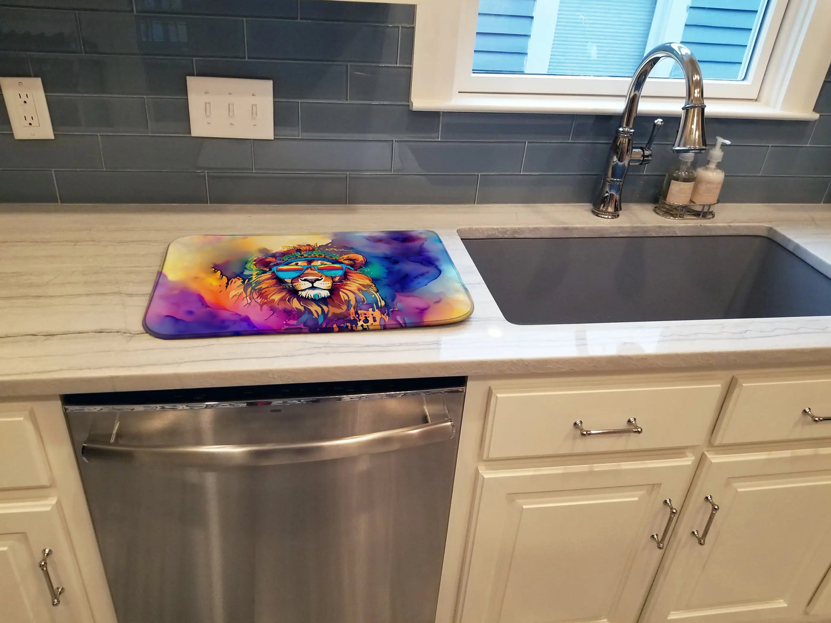 Hippie Animal Lion Dish Drying Mat Caroline's Treasures