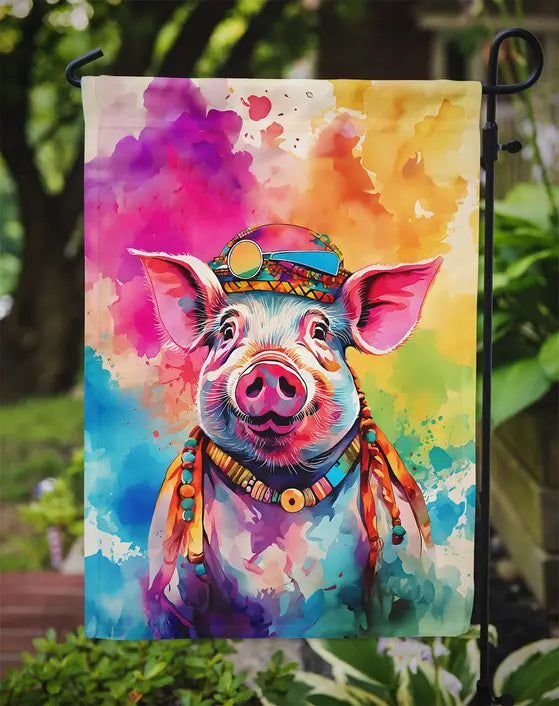 Hippie Animal Pig Garden Flag Caroline's Treasures