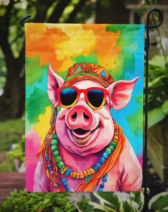 Hippie Animal Pig Garden Flag Caroline's Treasures