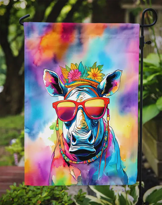 Hippie Animal Rhinoceros Garden Flag Caroline's Treasures