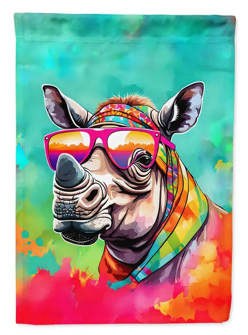 Hippie Animal Rhinoceros Garden Flag Caroline's Treasures