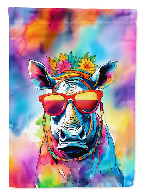 Hippie Animal Rhinoceros Garden Flag Caroline's Treasures