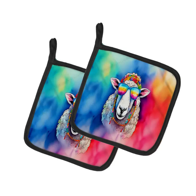 Hippie Animal Sheep Pair of Pot Holders Caroline's Treasures