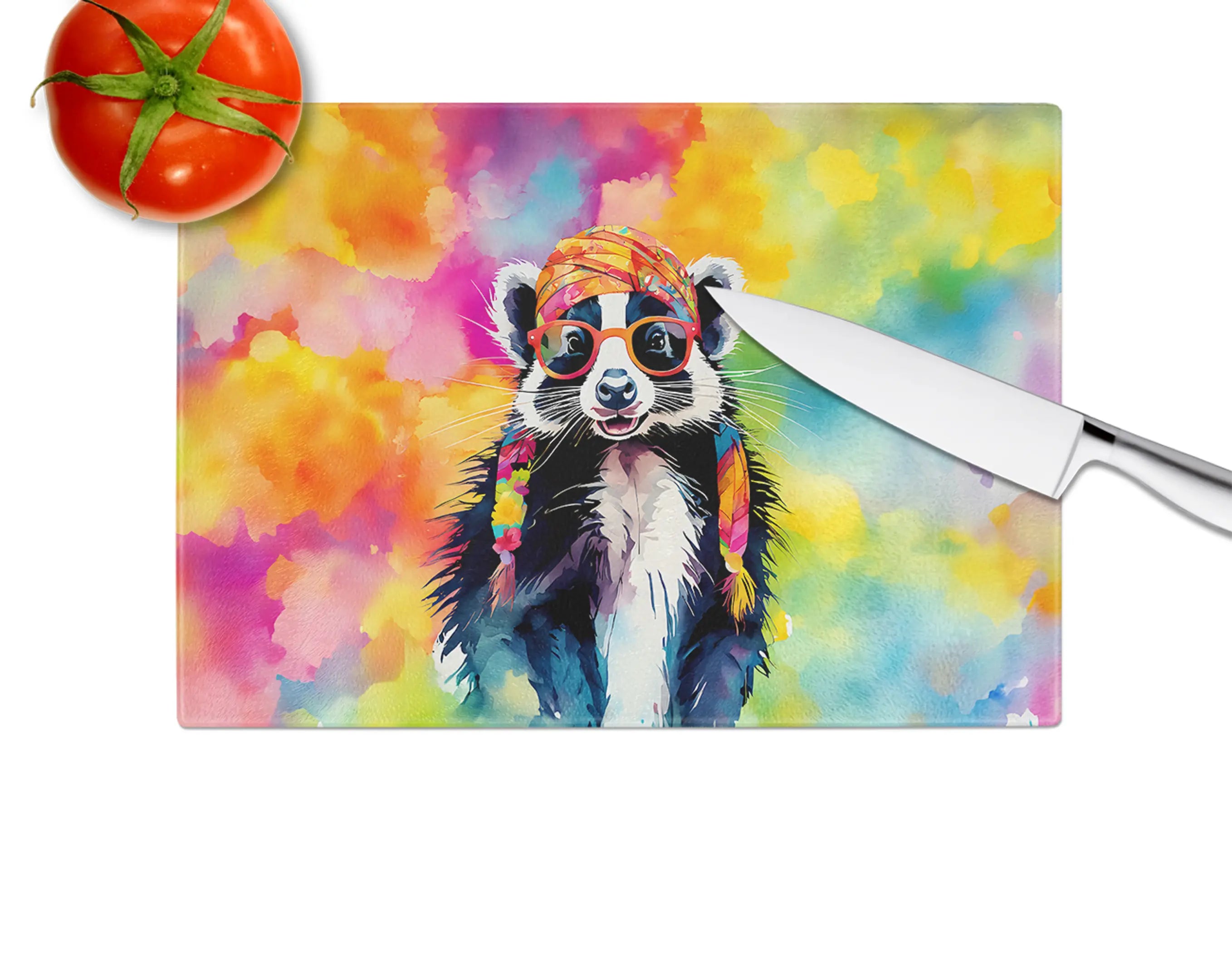 Hippie Animal Skunk Glass Cutting Board Caroline's Treasures