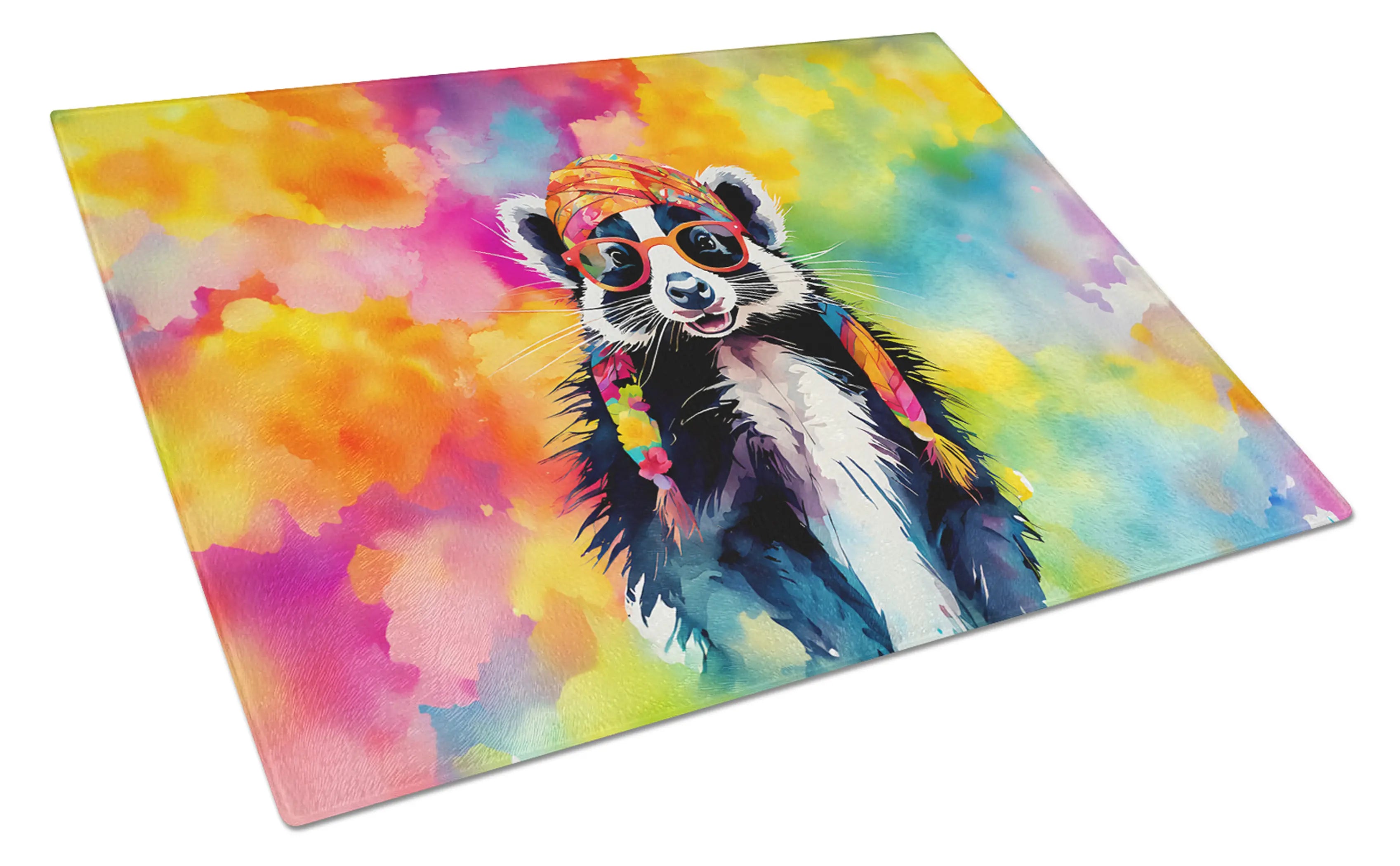 Hippie Animal Skunk Glass Cutting Board Caroline's Treasures