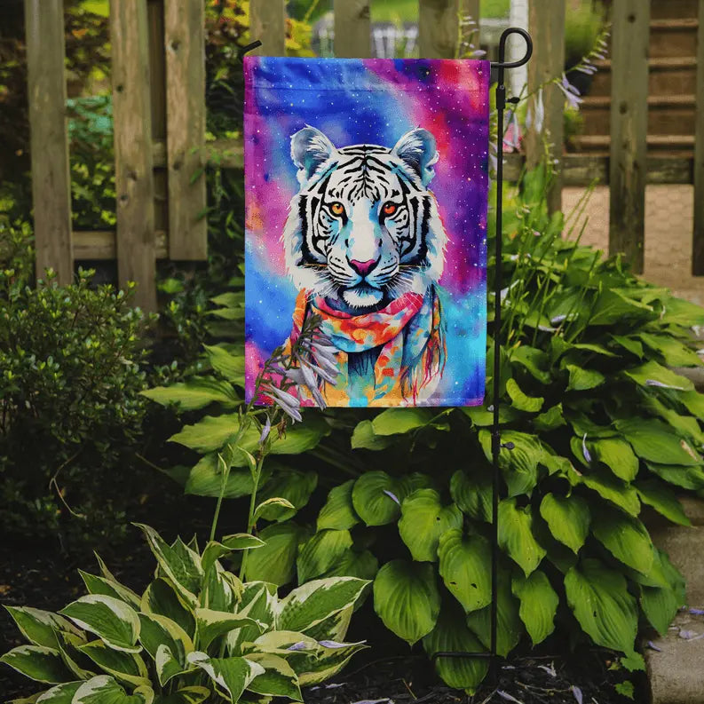 Hippie Animal White Tiger Garden Flag Caroline's Treasures