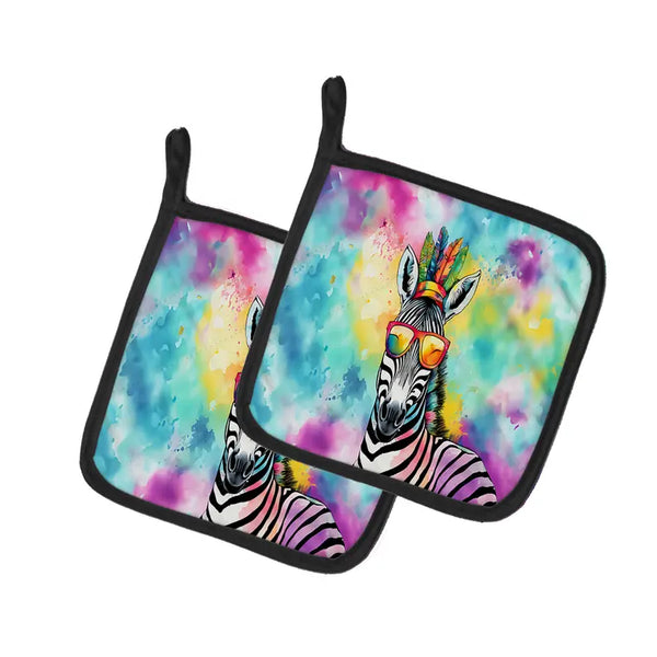 Hippie Animal Zebra Pair of Pot Holders Caroline's Treasures
