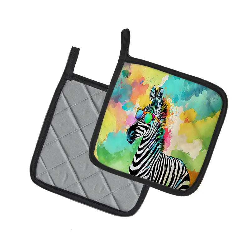 Hippie Animal Zebra Pair of Pot Holders Caroline's Treasures
